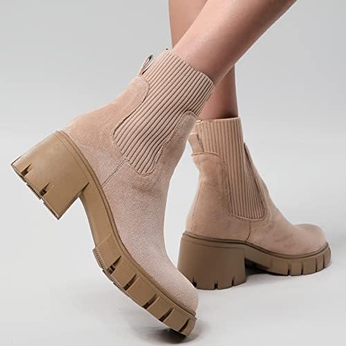 Gibobby каубојски чизми за жени платформа за платформа каубојски колено високи чизми на коленото должина наредени буци потпетици чизми за