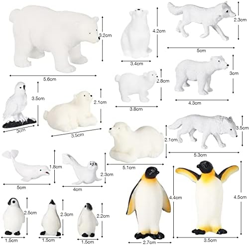 16 Парчиња Поларни Животни Фигурини Антарктички Животни Поставени Пластични Арктички Животни Играчки Со Бела Мечка Пингвин Фигурини Бел