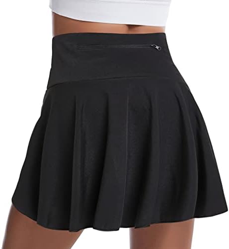Женски колено должина на тениски здолништа за девојчиња, плетени голф -голф, со висока заштита од половината на УВ со џебови шорцеви