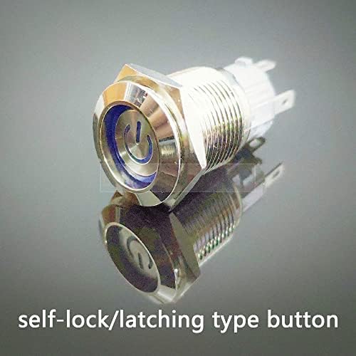 19мм метално копче за притискање на копчето Моментно водоотпорен прекинувач LED светлосен симбол рамна глава сина зелена жолта бела
