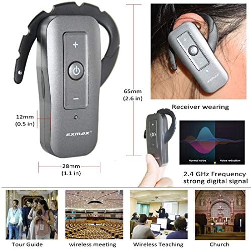 EXMAX EXD-6688 2.4 GHZ Безжични Слушалки За Превод Опрема Со Неми Функција За Обука За Асистивно слушање На Конференцијата