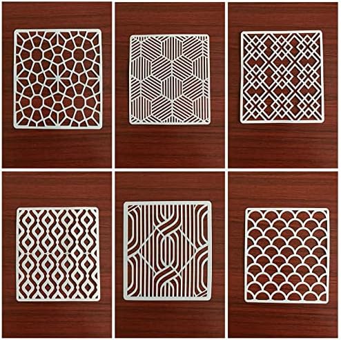 Colaxi 24pcs геометриски матрици за сликање шаблони за еднократно користење 5,9 x 5,9 инчи за занает за занает за декорација на подот