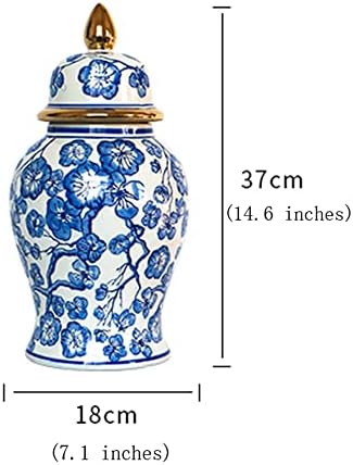 Керамички тегли на Намази, тегла за чај, тегли за складирање на кинески стил, тегли од ѓумбир сина и бела порцеланска ѓумбир тегла