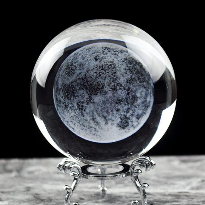 Зенкер 50мм 3Д ласерска месечина Кристална стаклена топка K9 стаклена сфера чиста кристална топка чакра Реики духовно заздравување Фенгшуи