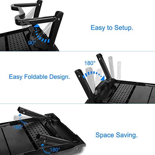 Мултифункционална лаптоп биро за лаптоп лаптоп лаптоп лаптоп лаптоп лаптоп лаптоп за ладење, ладил, LED светло, 4 USB порти, подлога на глувчето