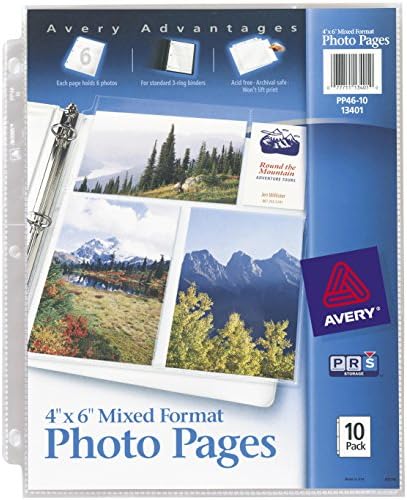 Ејвори чисти страници со албуми за фотографии за 3 врзивно средство за прстен, 10 ракави имаат 60 вкупно мешан формат 4 ”x 6 фотографии