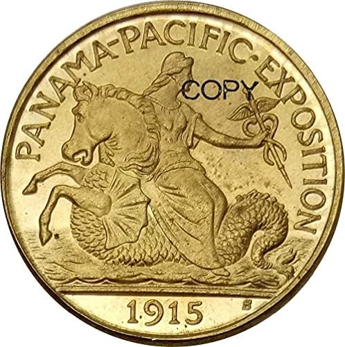 Сад 2 1/2 Долари Панама-Пацифик Изложба 1915 Месинг Копија Монети За Копија Орнаменти Собирање Подароци