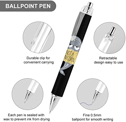 Симпатична Narwhal Не е еднорог, пенкало со црна рунда, фино точка, пенкала за канцеларија за пишување тетратки 0,5мм 1/2/4 ПЦС
