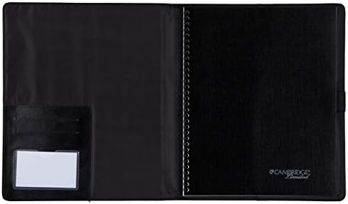 Корица за деловни тетратки во Кембриџ, 11 x 8-1 / 2, портфолио, падфолио, полнење, визит-картичка / држач за пенкало, црна, голема