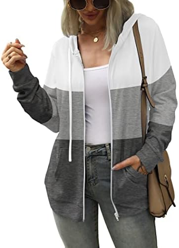 Бофел жени Активни долги ракави поштеди со дуксери со џебни џебови со џебни кошули