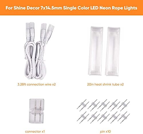 Производи за пакети за конектор за конектор со топло бело бело 25м/82ft LED неонски јаже светла комплет