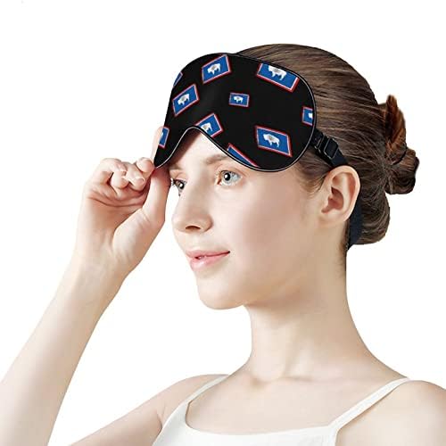 Гроздобер државно знаме на Вајоминг печатено очен маска за спиење мека капа за очи со прилагодлива лента за ноќни очила за очила