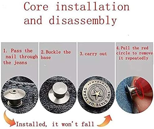 SSROIRVBB замена на Jeanан копчиња за копчиња за копчиња за копчиња без шиење и без алатки за панталони Jean Installation, копче за