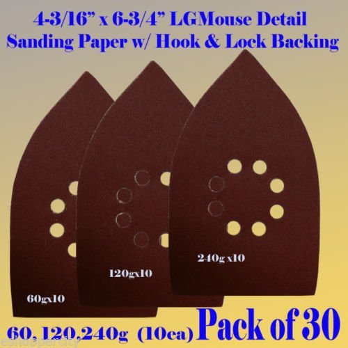 30 разновидни големи детали за глувчето Sander Sander Sandpaper Haper Hook & Loop Assated 60 80 120 180 240 320 решетки за црна