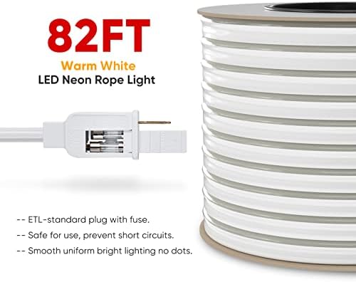 Производи за пакети со декор за сјај со монтажен клип пакет со топло 25м/82ft LED Neon Rope Lights Kit