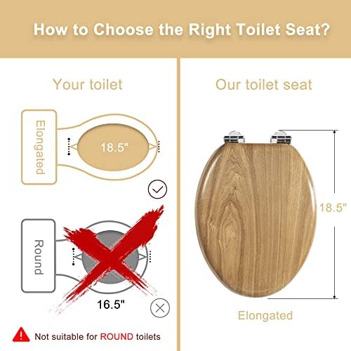 Ангел Шилд издолжено седиште од тоалети од дрво со тивко блиско, лесно чисто, шарки за брзо ослободување издолжено тоалетно седиште