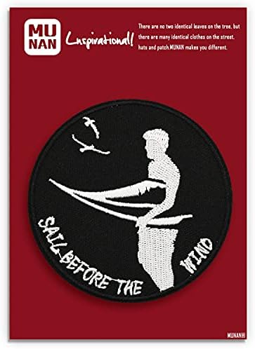 Сурфање плови пред ветрот црно -бела инспиративна лепенка извезена апликација за значка железо на шиење на амблем