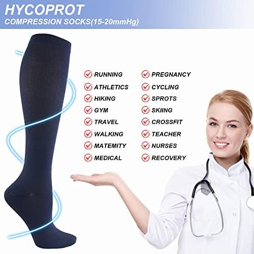 Чорапови за компресија на хикопроот за циркулација на жени и мажи 15-20 ммхг за атлетика кои управуваат со медицински сестри