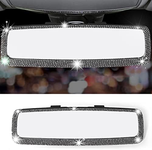 Ливти Блинг автомобил Ретровизор Огледало, декорации за задно гледање на задниот поглед со HD стакло, додатоци за внатрешни работи на автомобили