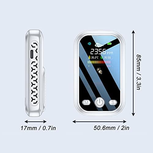 Нароте Јаглерод Диоксид Детектор, Преносни Виси Вратот Мини CO2 ДЕТЕКТОР USB Полнење За Затворен