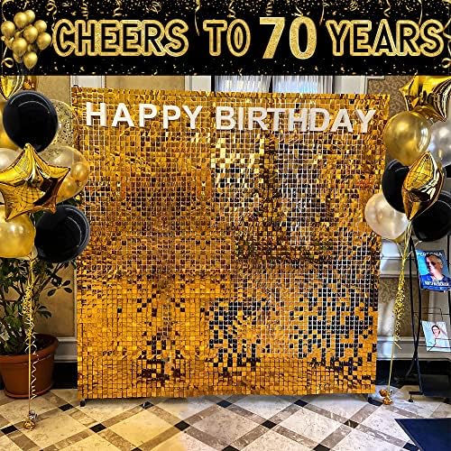 Вклучени влогови - Среќен 70-Ти Роденден Банер Црно Злато, Навива До 70 Години Банер, 70-Годишнината Банер, 70-Ти Роденден Украси Знак