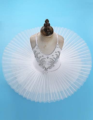 Ранн Девојки девојки лебеди езерски фустани костуми сектуини балет танц леотард туту фустан танцувачка облека со ракавици клип за коса