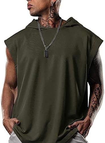 2023 година Нова машка фитнес маица тренинг пуловер спортски рекреативен ракав со качулка со ракави со цврста боја на елек за