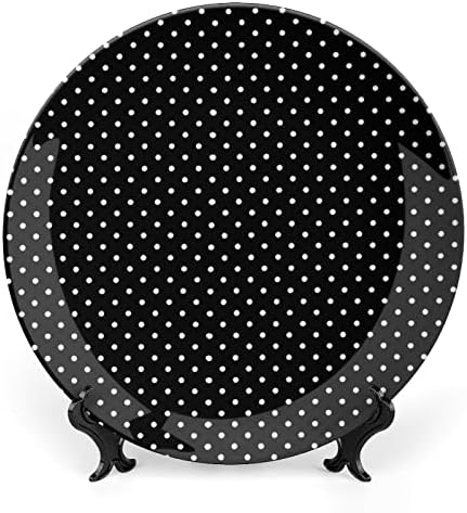 Полки точки црна и бела смешна коска Кина Декоративна чинија тркалезни керамички плочи занает со приказ за украси за домашна канцеларија