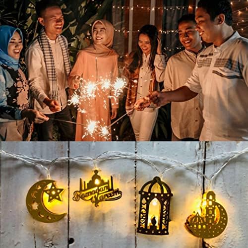 Kuyyfds Fairy Lights, Ramadan String Lights Eid Mubarak Decorations Moon Star Lantern Lamp for ourdany outoor party материјали
