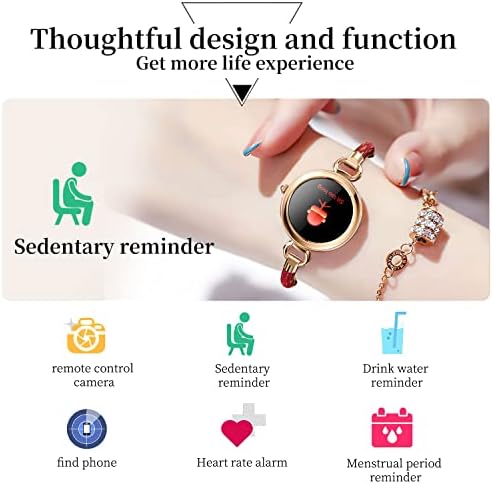 Uhoofit женски зглобни часовници Ретро нараквица смарт часовник со Bluetooth Активност Фитнес тракер за жени SmartWatch за Android & iOS телефони водоотпорен часовник за спиење, кал?