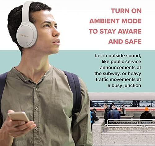 Креативни Зен Хибридни слушалки за безжични уши со хибридно активирање на активна бучава, режим на амбиента, до 27 часа, Bluetooth 5.0,