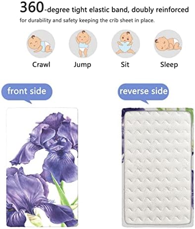 Ирис цвет со тематски опремени мини чаршафи, преносни мини креветчиња со меки и дишечки постелнини-плетени душеци или столб за кревет,