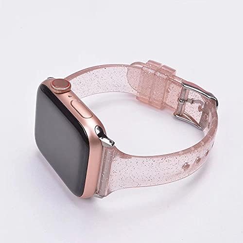 Сјајни чисти часовници за часовници, компатибилни со Apple Watch Band 38mm 40mm, жени сјајни меки силиконски спортови на лентата за ленти