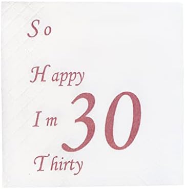 50 парчиња Смешни Салфетки за Забави за 30-ти Роденден, Толку Среќни Триесет Коктел Салфетки За Храна За Еднократна Употреба, Среќна Декорација