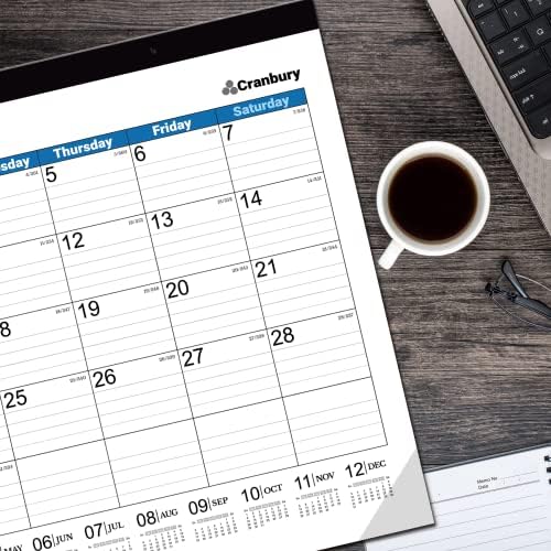 Кранбери Голем календар за биро -пакет 2023 2024 - 17x22 , користете до јуни 2024 година, голем календар 22x17 Календар на голем