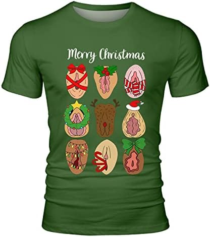 Вокачи Божиќни кратки ракави маици за мажи, грди Божиќни костуми за одмор Смешни графички тренингот тенок вклопувачки врвови на