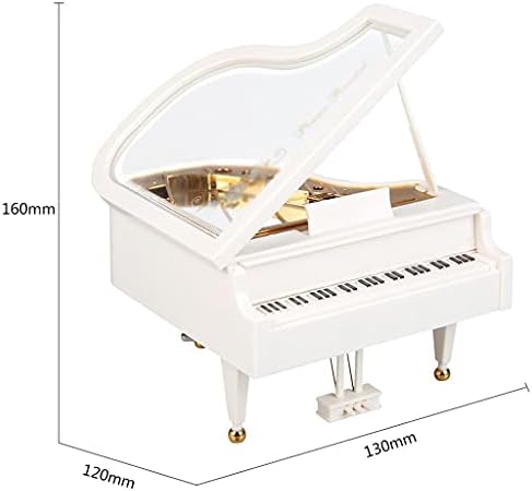 XJJZS романтичен пијано модел музички бокс балерина музички кутии дома декорација роденденски подарок за свадба (боја: бела, големина