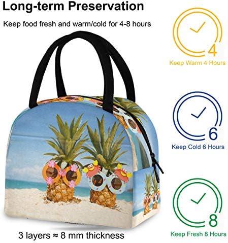 Изолирана торба За ручек Жени-Плажа Со Неколку Ананаси Голема Вреќа За Ручек Отпорна на Истекување со ремени за рамо за работно Патување
