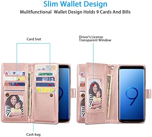 Кутија за паричник на Мандала Мандала за Samsung Galaxy S8 Plus, одвојување 2 во 1 PU кожен флип куќиште со магнетно копче за коприва