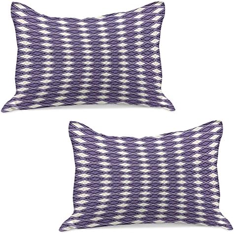 Геометриски плетен ватенка на Амбесон, апстрактни форми Ромбус правоаголници во живописни цик -zigzags, стандардна покривка за перница