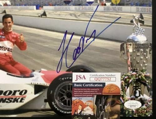 Helio Castroneves потпишана фотографија 8x10 Racing Auto Indycar 500 Penske Cart DWTS JSA - Автограмирани фотографии од НАСКАР