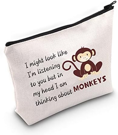 Mnigiu Смешни Мајмун Козметичка Торба Мајмун Љубовник Подарок Размислувам За Мајмуни Патување Патент Торбичка Тоалетна Торба
