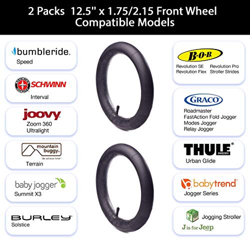 2 -пакет 12,5''''x2.25 Замена на тркалото Внатрешни цевки компатибилни со шетачи и детски велосипеди како Боб Револуција, Швин, џојстар и Грако