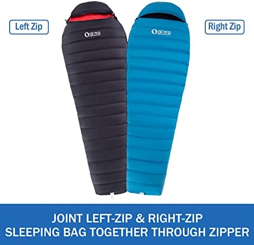 Qezer Ultralight Down Sleeper Tog за возрасни 44-62 степени F со 600 напојување на полнење, компактен летен вреќа за спиење со вреќа за компресија