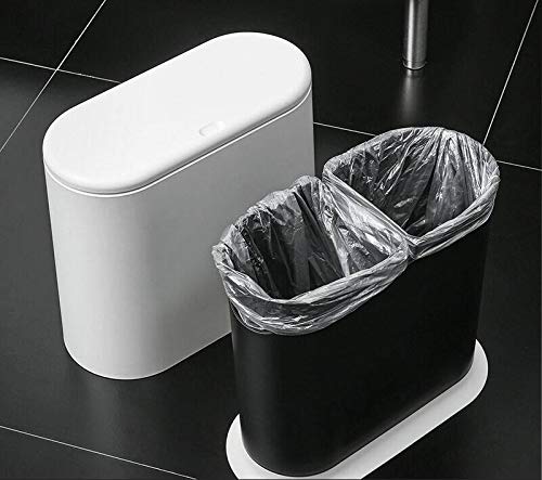 Pengke тенок пластичен ѓубре може 2,7 галон отпадоци со капакот на печатот, бела модерна корпа за отпад за бања, дневна соба, канцеларија