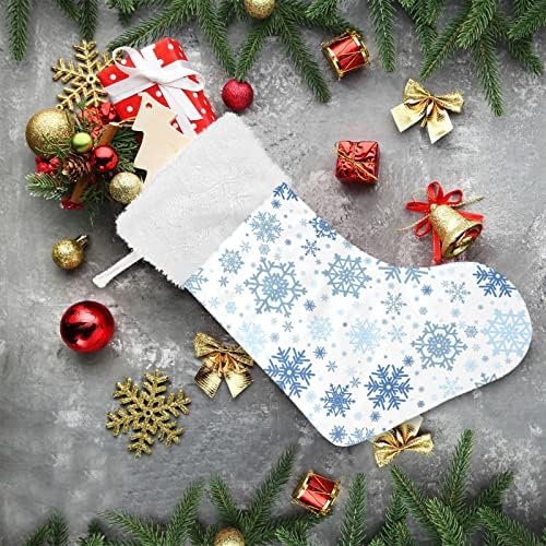 Алаза Божиќни чорапи светло сини снегулки класични персонализирани големи декорации за порибување за семејни сезонски празници Декор 1 пакет, 17,7 “