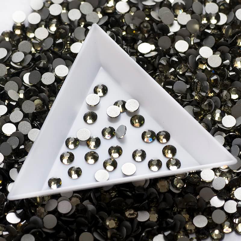 SS6 1440PCS црн дијамант рамен бек ригинестонс DIY нокти уметност Rhinestones Сјајни Страс кристали Накит Нели хорифтинг камен