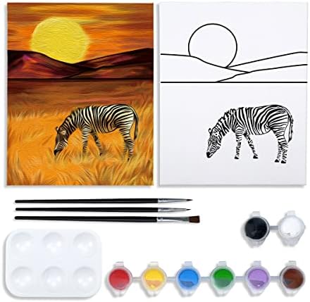 Комплет за сликарство Nuberlic Canvas Pretrawn Canvas Painting Kit за возрасни голтка и боја за забава комплет 3 четка, 8 аркална боја, 1 палета
