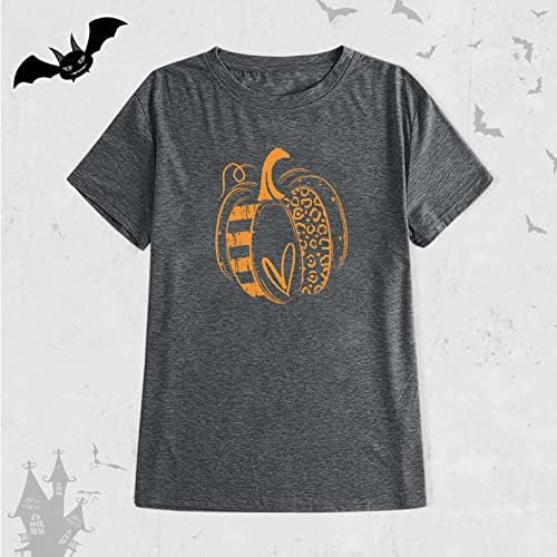 Маици за есенски маици смешни кратки ракави за Ноќта на вештерките, графички маички врвови жени блузи под 20 години