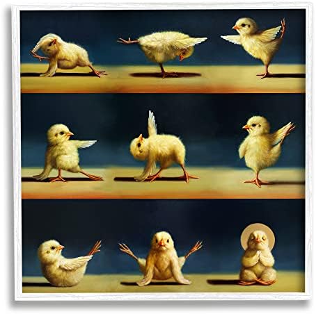 СТУПЕЛ ИНДУСТРИИ ЈОГА пилиња што се протегаат фармерски животни Смешно вежбање сликарство, дизајн од Луција Хефернан Бела врамена